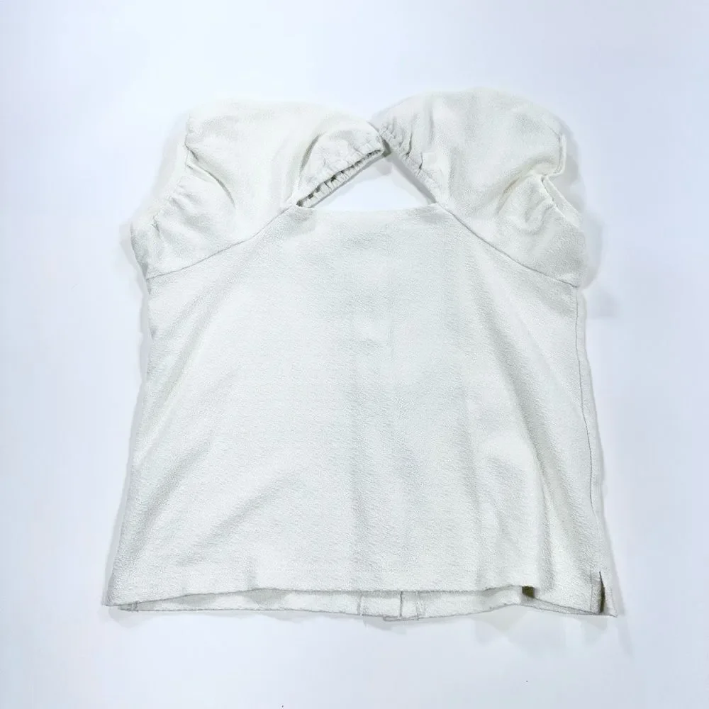 Madewell cream button front cap sleeve top M